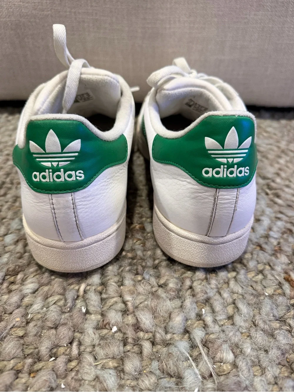 adidas Men’s Superstar II White Sneakers with Green Stripes